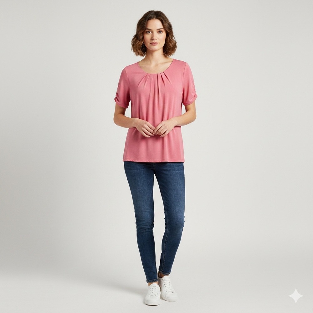 Liz Claiborne Career Woman Pink Pleated Neck Blouse Top Plus Size 1X Career Chic